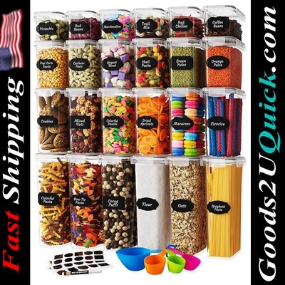 24 Pack Airtight BPA Free Food Storage Containers Set with Lids  And 24 Labels For Kitchen and Pantry Organization