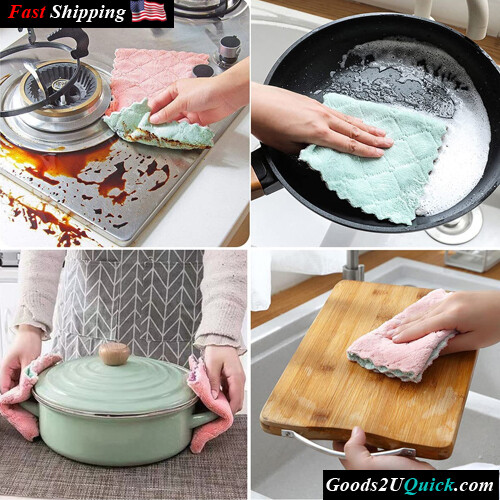 10 PCS Absorbent Multipurpose Reusable Cleaning Cloths Kitchen Towels Dish Towels