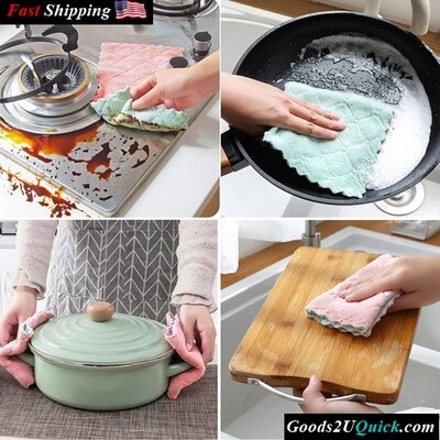 10 PCS Absorbent Multipurpose Reusable Cleaning Cloths Kitchen Towels Dish Towels