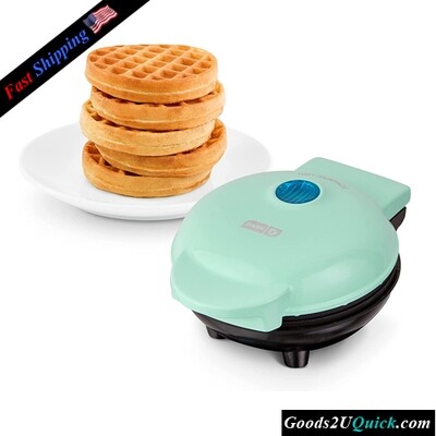 Mini Waffles Maker 4 Inch Hash Browns, Keto Chaffles with Easy to Clean And Non-Stick Surfaces, Aqua