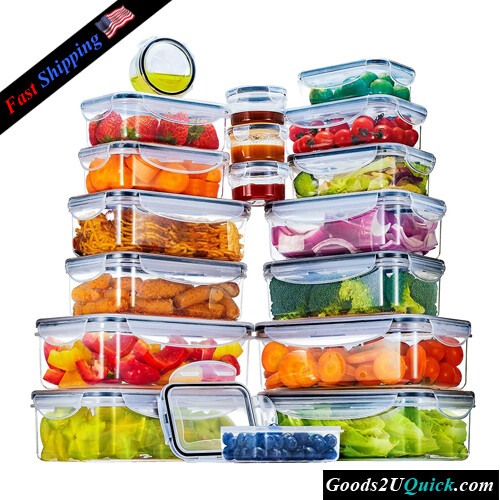 18 Pack (36 Pieces)  Airtight Reusable Meal Prep Food Storage Containers with Lids