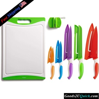 12-Piece Colorful Kitchen Knife Set - 5 Colored Stainless Steel Knives with Sheaths Kitchen Essentials for New Home