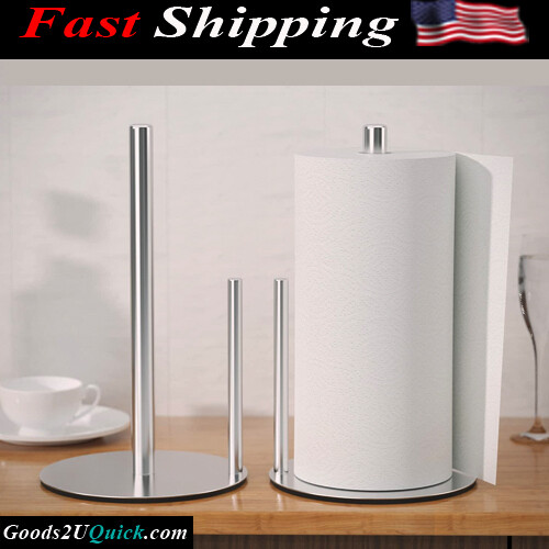 Premium Stainless Steel Paper Towel Holder Silver Kitchen Roll Holder  with Weighted Base