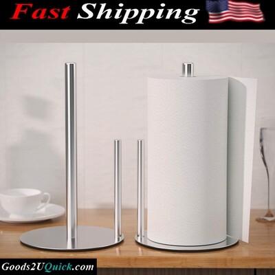 Premium Stainless Steel Paper Towel Holder Silver Kitchen Roll Holder  with Weighted Base