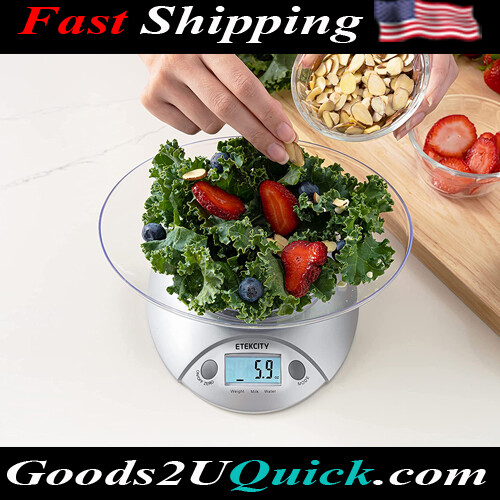 11lb/5kg Food Kitchen Scale With Bowl Digital Ounces and Grams for Cooking Baking, Meal Prep, Dieting, and Weight Loss