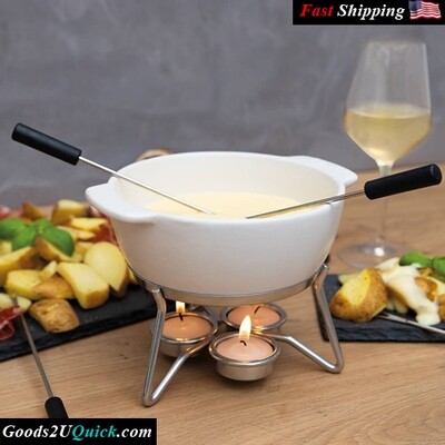 Fondue Pot Set Microwave Safe Ceramic Hot Pot Chocolate Fountain Snack - Wedding Registry Items Small Kitchen Appliances