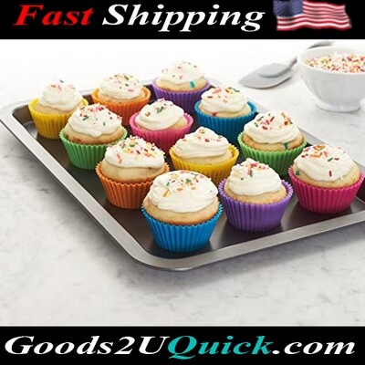 Pack of 12 Reusable Silicone Baking Cups, Muffin Liners, Multicolor