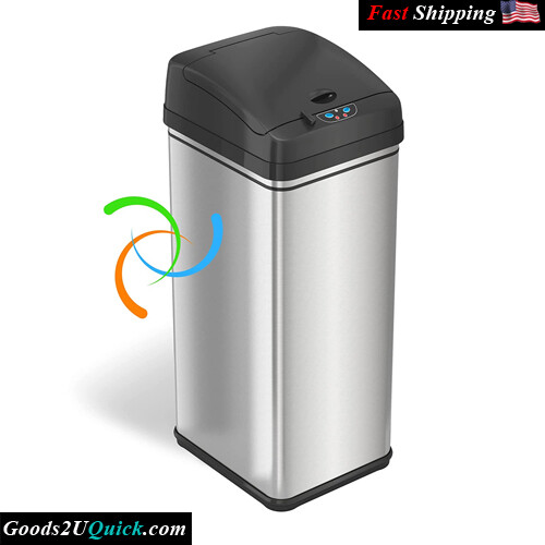 New Model Stainless Steel 13 Gallon Sensor Trash Can with Advance AbsorbX Odor Filter &amp; Pet-Proof Lid Lock