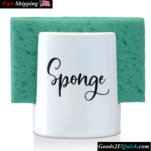 Rustic Farmhouse Ceramic Porcelain Cup  Sponge Holder for Kitchen Sink, White