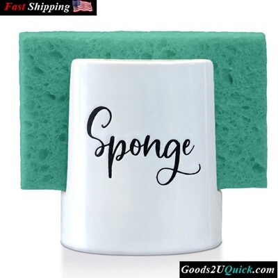Rustic Farmhouse Ceramic Porcelain Cup  Sponge Holder for Kitchen Sink, White