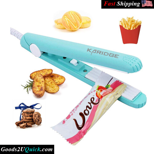 Mini Bag Sealer Heat Seal Kitchen Gadgets Color Street Nails Strips with Storage Case -Mint
