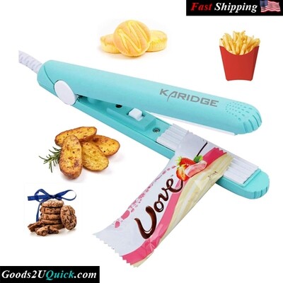 Mini Bag Sealer Heat Seal Kitchen Gadgets Color Street Nails Strips with Storage Case -Mint