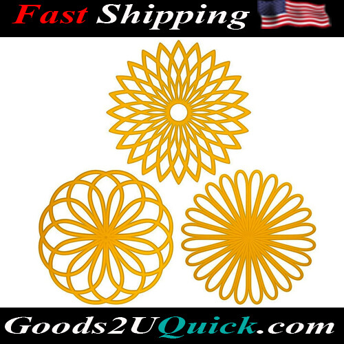 Insulated Teapot Trivet Flexible Durable Non Slip Large Coasters 3 Set Yellow, Diameter: 7.87&quot;