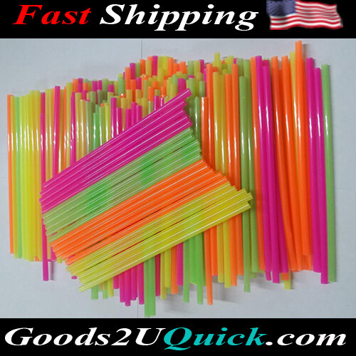 Disposable Plastic Drinking Straws - 250 count (neon) (Neon).