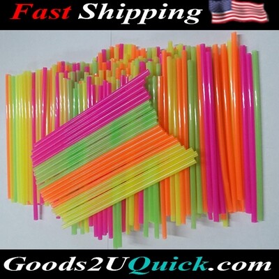 Disposable Plastic Drinking Straws - 250 count (neon) (Neon).