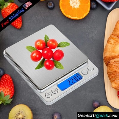 Digital Food Gram Scale Mini Pocket Scale for Food Ounces and Grams,Baking,Cooking,Kitchen and Small Items w/LCD Display (Batteries Included) Silvery