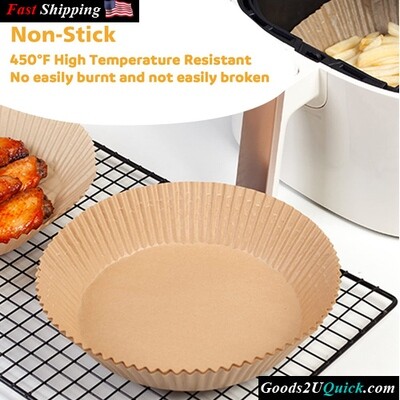 100PCS Non-Stick Air Fryer Parchment Liner, Oil Resistant, Waterproof, Food Grade Baking Paper for 5-8 QT Air Fryer