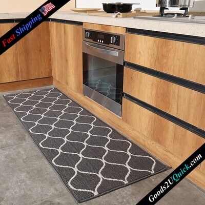23.6x71 Inch Kitchen Rug Mats Made of 100% Polypropylene Strip TPR Backing Soft Kitchen Mat Specialized in Anti Slippery and Machine Washable ,Grey