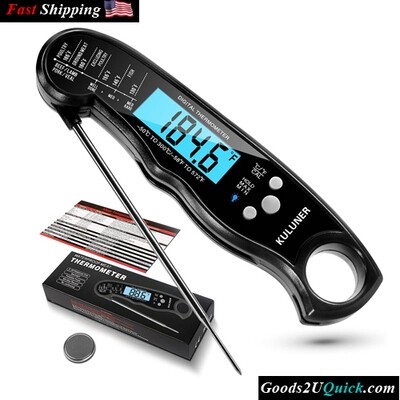 TP-01 Waterproof Digital Instant Read Meat Thermometer with 4.6” Folding Probe Backlight &amp; Calibration Function