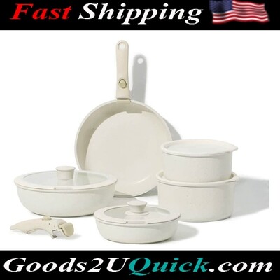 11pcs Pots and Pans Set, Nonstick Cookware Set Detachable Handle, Induction Kitchen Cookware Sets