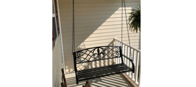 Metal Outdoor Porch Swing, Hanging Patio Bench Swing, 2 Person With Sturdy Chain