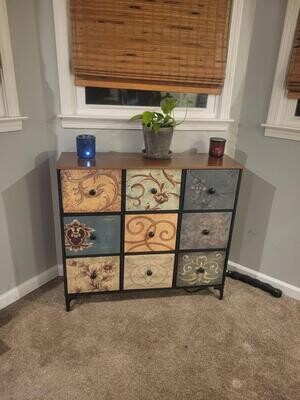 Dresser with 9 Drawers, Tall Storage Dresser for Bedroom closet, entryway, kids, living room w patterns