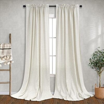 108&quot; Long 2 Panel Set Rod Pocket Drapes Light Filtering for Glass Door Vertical Blind Accent 9 FT