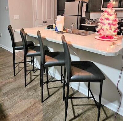 Chic Set of 4 Counter Height Bar Stools with Cushioned Seats, Curved
