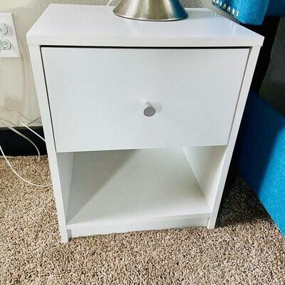 Clean White Bedroom Manufactured Wood Nightstand With Drawer