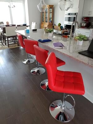 (Set of 4) - Red - Kitchen Modern Swivel Adjustable PU leather 30 inch Bar Stools for kitchen islands
