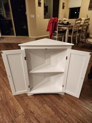 Versatile White Corner Cabinet: Mulit-purpose Storage Solution for bathroom, kitchen, living room, and bedroom
