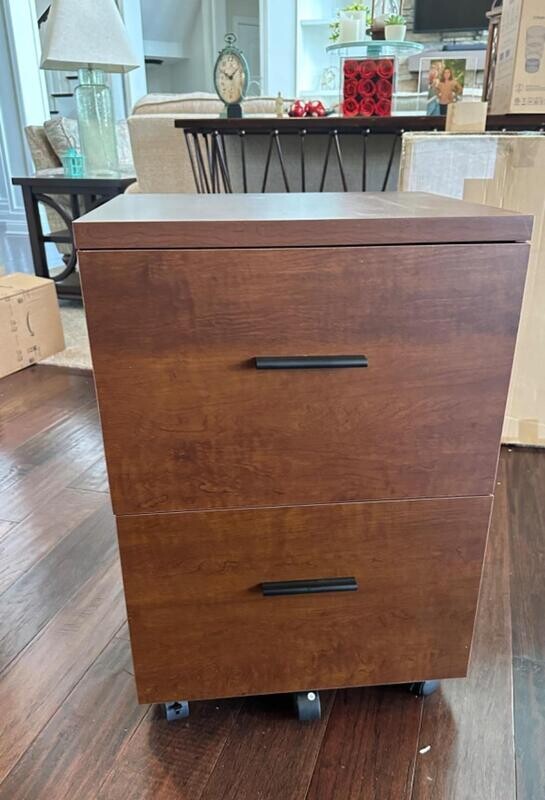 Walnut Wood Mobile Lateral File Cabinet: Organize Your Documents with Style and Ease