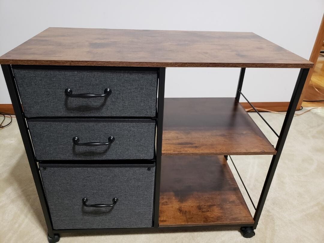 Rustic Brown Mobile File Cabinet with Open Storage: A Versatile Home Office Solution