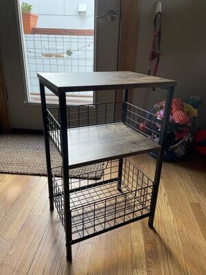 Industrial Retro End Table with Storage Shelf: Stylish Addition to Any Room Brown &amp; Black