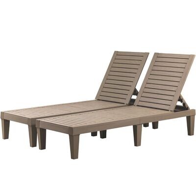 Set of 2 Patio Lounge Chair Outdoor Chaise Adjustable Beach Reclining Positions