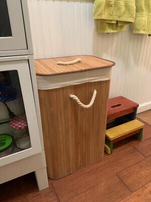 Stylish Bamboo Laundry Hamper with Convenient Rope Handles - Dimensions: 12.25x16.25x23.375
