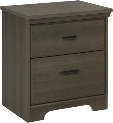 Contemporary Gray Maple 2-Drawer Nightstand - Versatile Bedside Storage Solution for Bedroom Decor
