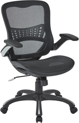 Ventilated Manager&#39;s Office Desk Chair with Breathable Mesh Seat and Back, Black Base, Black