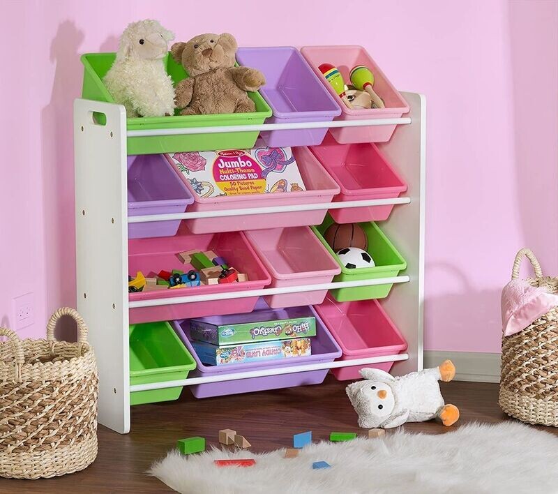 Kids Toy Storage Organizer With Bins, Pastel