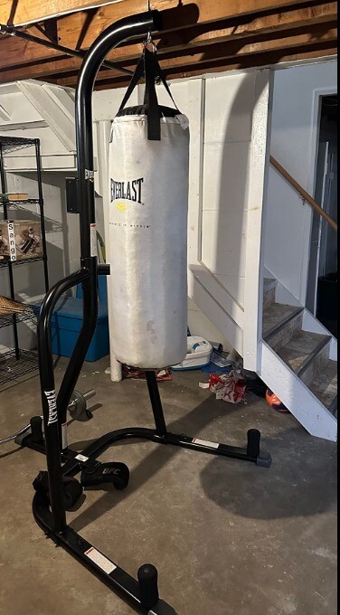 2 Station Dual Heavy Duty Powder Coated Steel Heavy and Speed Bag Stand
