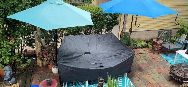 Waterproof Patio Furniture Set Cover: Protect Your Outdoor Sectional Sofa, Table, and Chairs with Heavy Duty 600D Material - Dimensions: 107&quot; L×81&quot; W×27.9&quot; H