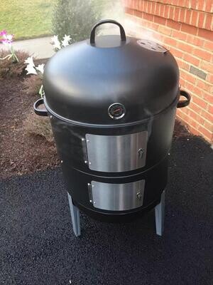 Smoke-infused Outdoor Delights: Durable 17 Inch Vertical Steel Charcoal Smoker - The Ultimate BBQ Grill for Authentic Outdoor Cooking