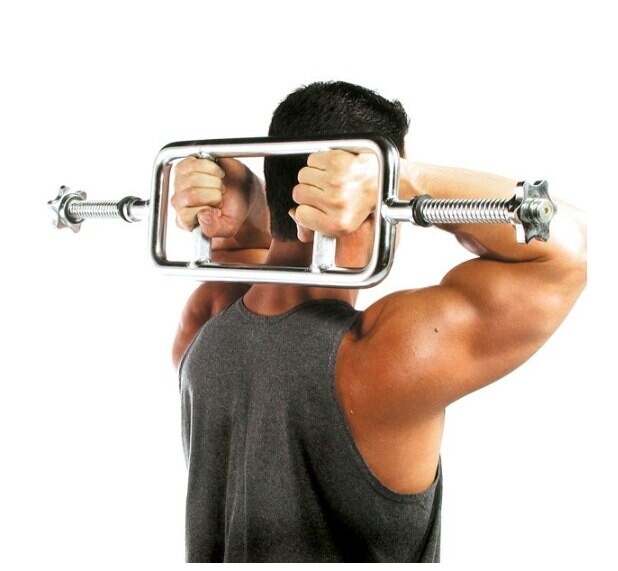 Barbell Standard Chrome Triceps Bar Solid Steel Diamond-Knurled Grip NEW
