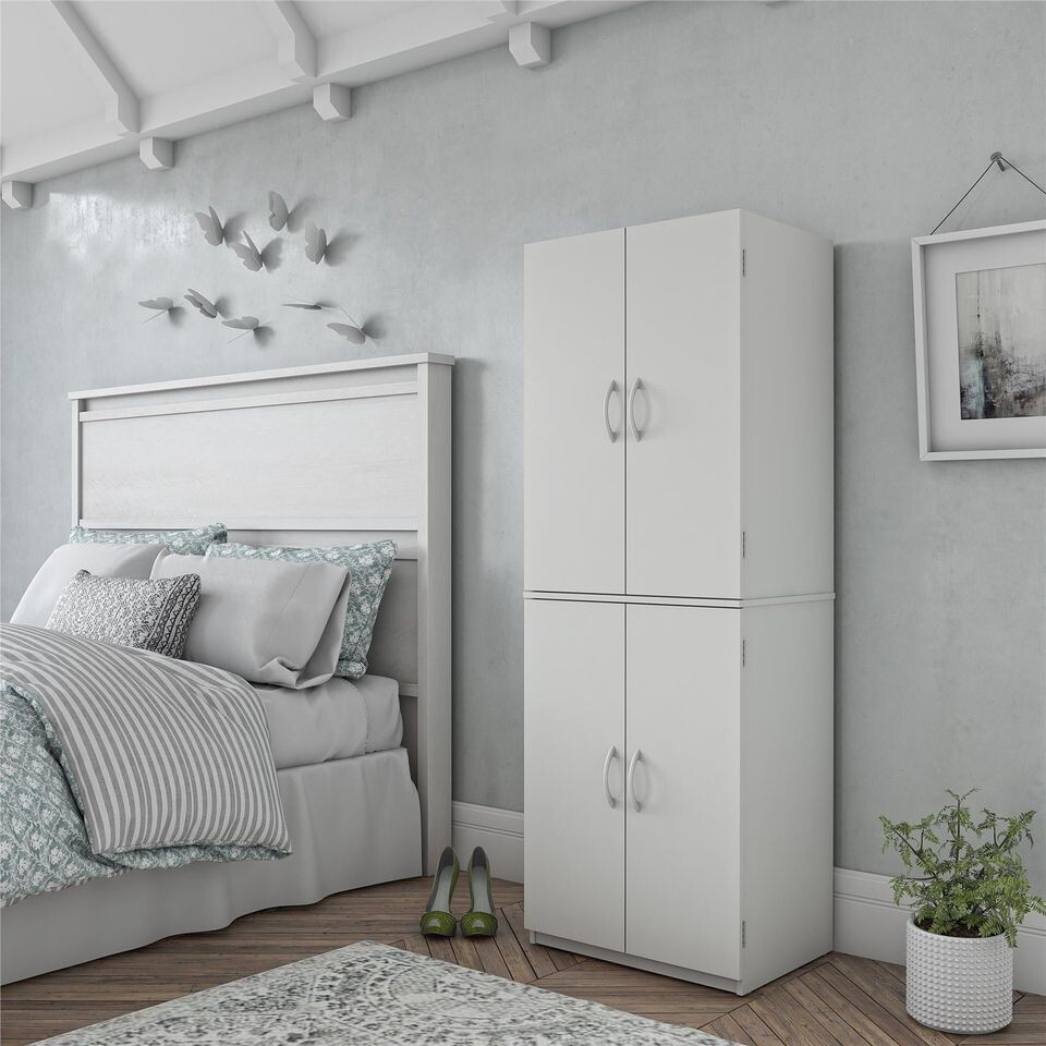4 Door Storage Cabinet Kitchen Pantry Organizer Shelves Tall Cupboard Bedroom
