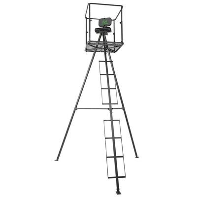 Single-Man 13&#39; Hunting Tripod Stand, Camo Skirt, 360° Swiveling Padded Seat, New