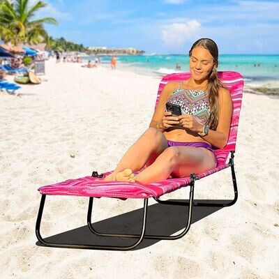 Backpack Beach Patio Lounger Chair Face & Arm Holes 2 Legs Support,1 Pack, Economy-Pink