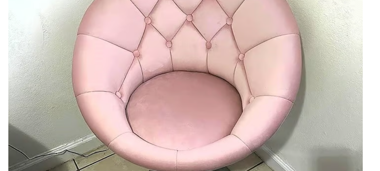 NEW Vanity Makeup Swivel Accent Chair Height Adjustable Round Back Pink