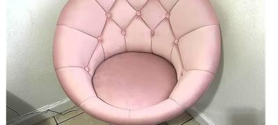 NEW Vanity Makeup Swivel Accent Chair Height Adjustable Round Back Pink