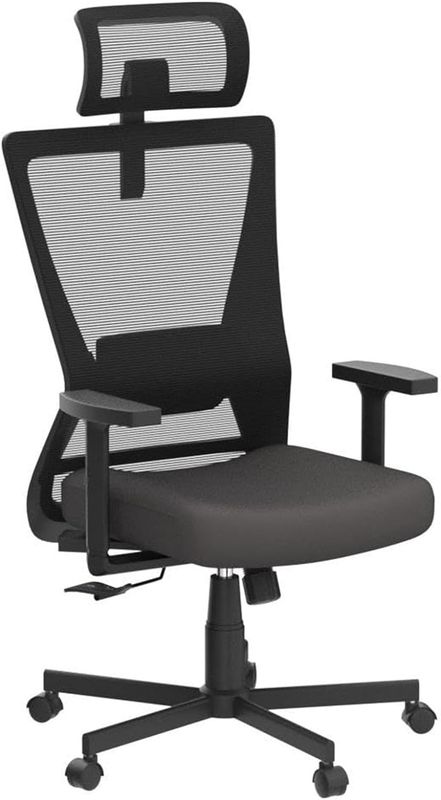 Ergonomic Mesh Office Chair High Back with Adjustable Headrest, Tilt Function, Swivel Rolling, Black