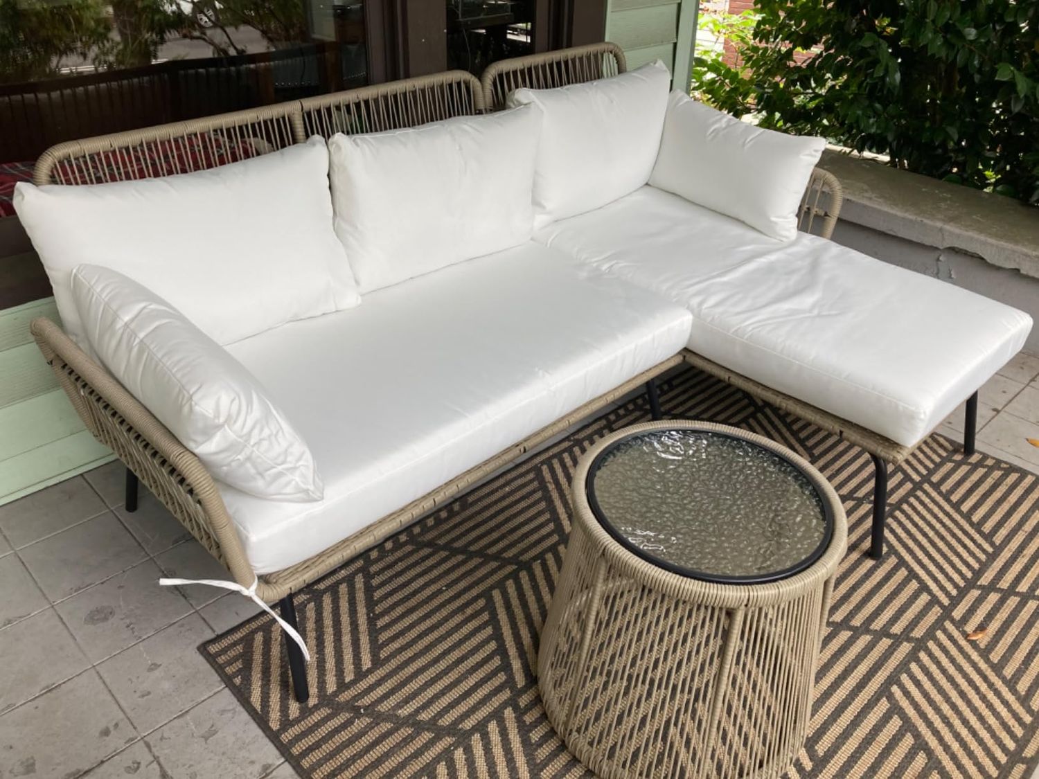 3-Piece Wicker L-Shape Sectional w/ Removable Cushions &amp; Coffee Table | All-Weather Patio Set